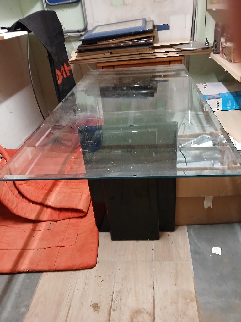 Table en verre biseauté à donner, 150 à 200 cm, Cinq personnes ou plus, Verre, Enlèvement