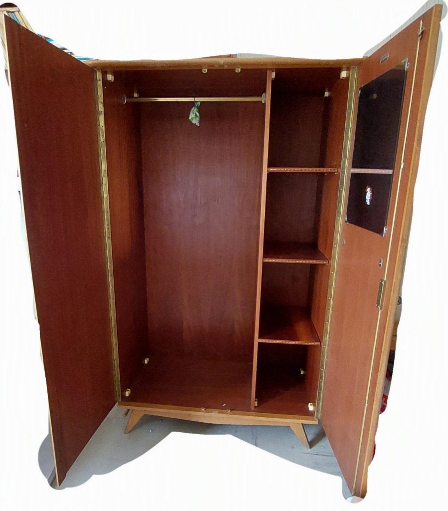 Garde-robe 2 portes vintage, Avec tablette(s), 100 à 150 cm, Utilisé, 150 à 200 cm