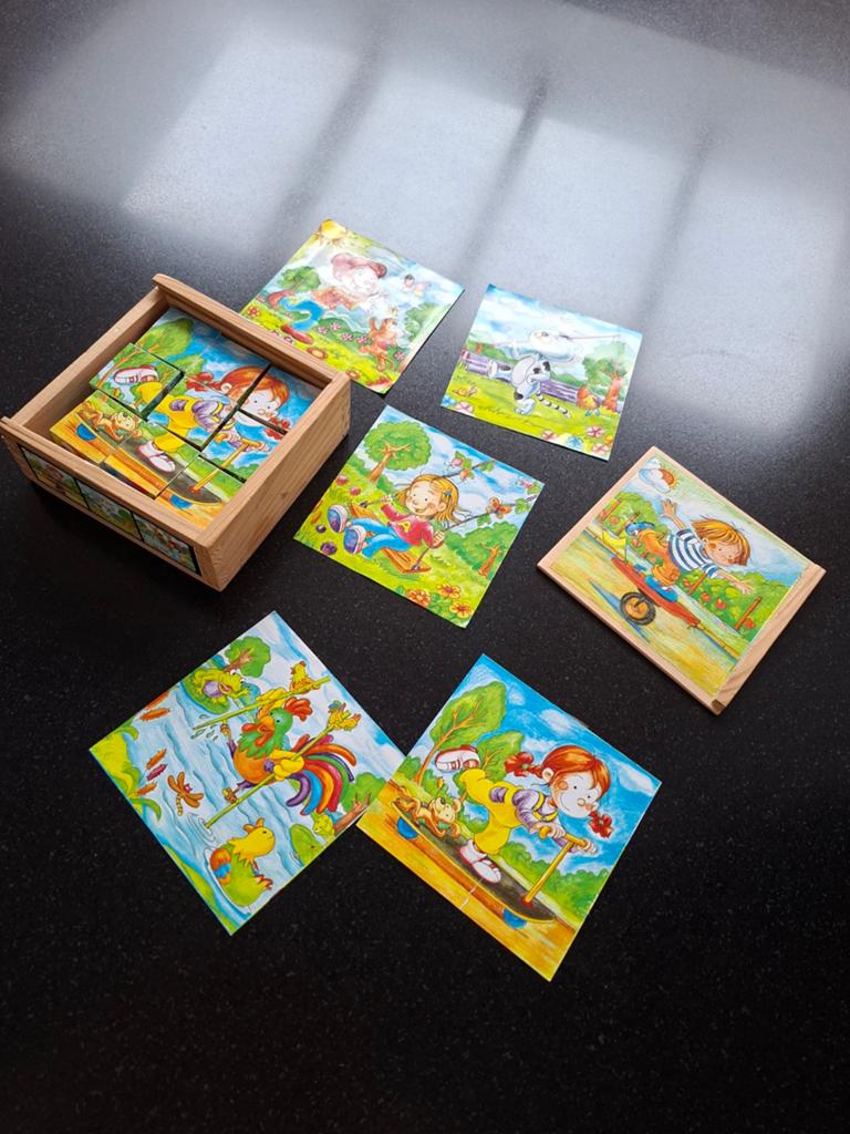 Houten blokkenpuzzel, Ophalen of Verzenden, Zo goed als nieuw