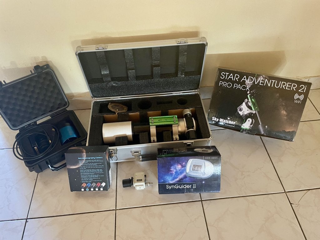Complete astronomische set – telescoop, camera+ accessoires, Audio, Tv en Foto, Optische apparatuur | Telescopen, Ophalen, Gebruikt