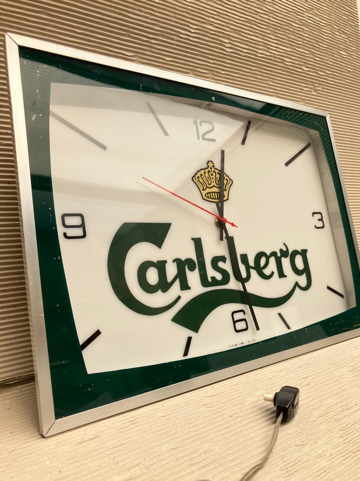 Carlsberg vintage klok met verlichting, jaren 60/70, Verzamelen, Ophalen of Verzenden, Gebruikt, Reclamebord