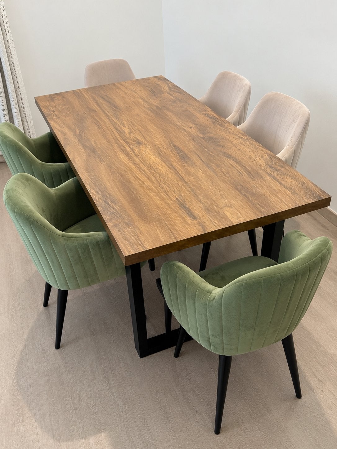 Table à manger style industriel – 6 personnes, Maison & Meubles, Enlèvement, Comme neuf, Métal