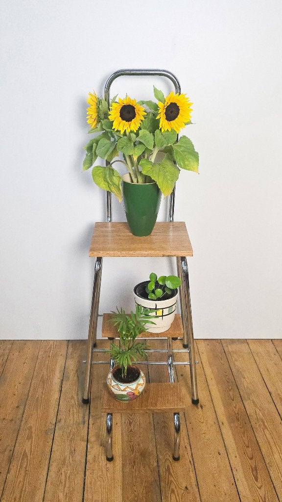 Vintage BRABANTIA trapladder - Plantenhouder metaal en hout, Ophalen of Verzenden, Zo goed als nieuw, Opvouwbaar of Inschuifbaar
