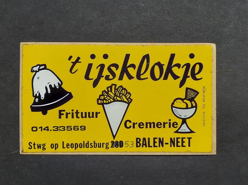 sticker 't ijsklokje Frituur Cremerie Balen - Neet, Ophalen of Verzenden