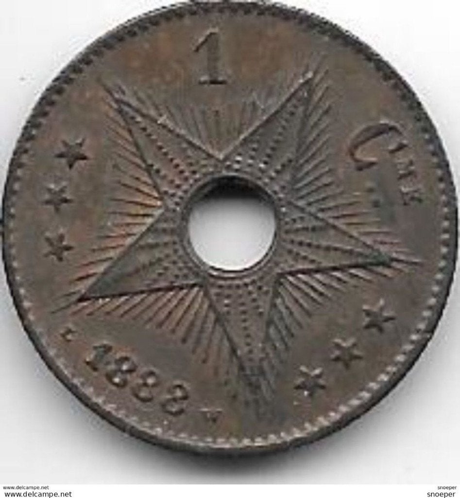 congo 1 centime 1888 km1 unc, Verzenden, Overige landen, Losse munt