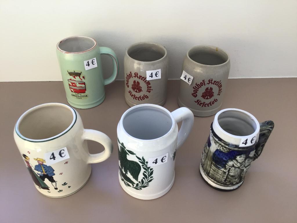 6 bierpotten aan slechts 4 euro per stuk, Antiek en Kunst, Ophalen of Verzenden