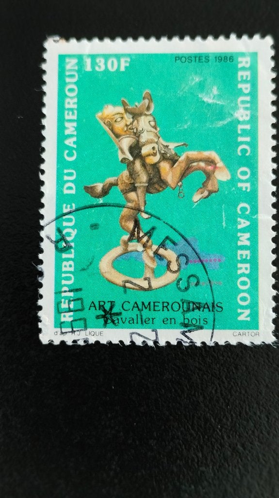 Cameroun 1986 - sculpture - cavalier à cheval, Envoi, Autres pays, Affranchi