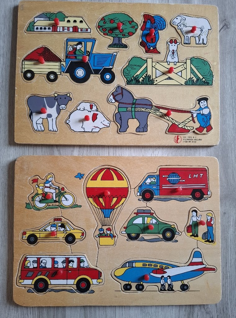 Vintage houten inlegpuzzel Simplex Toys, Ophalen of Verzenden, Zo goed als nieuw, Van hout, Minder dan 10 stukjes