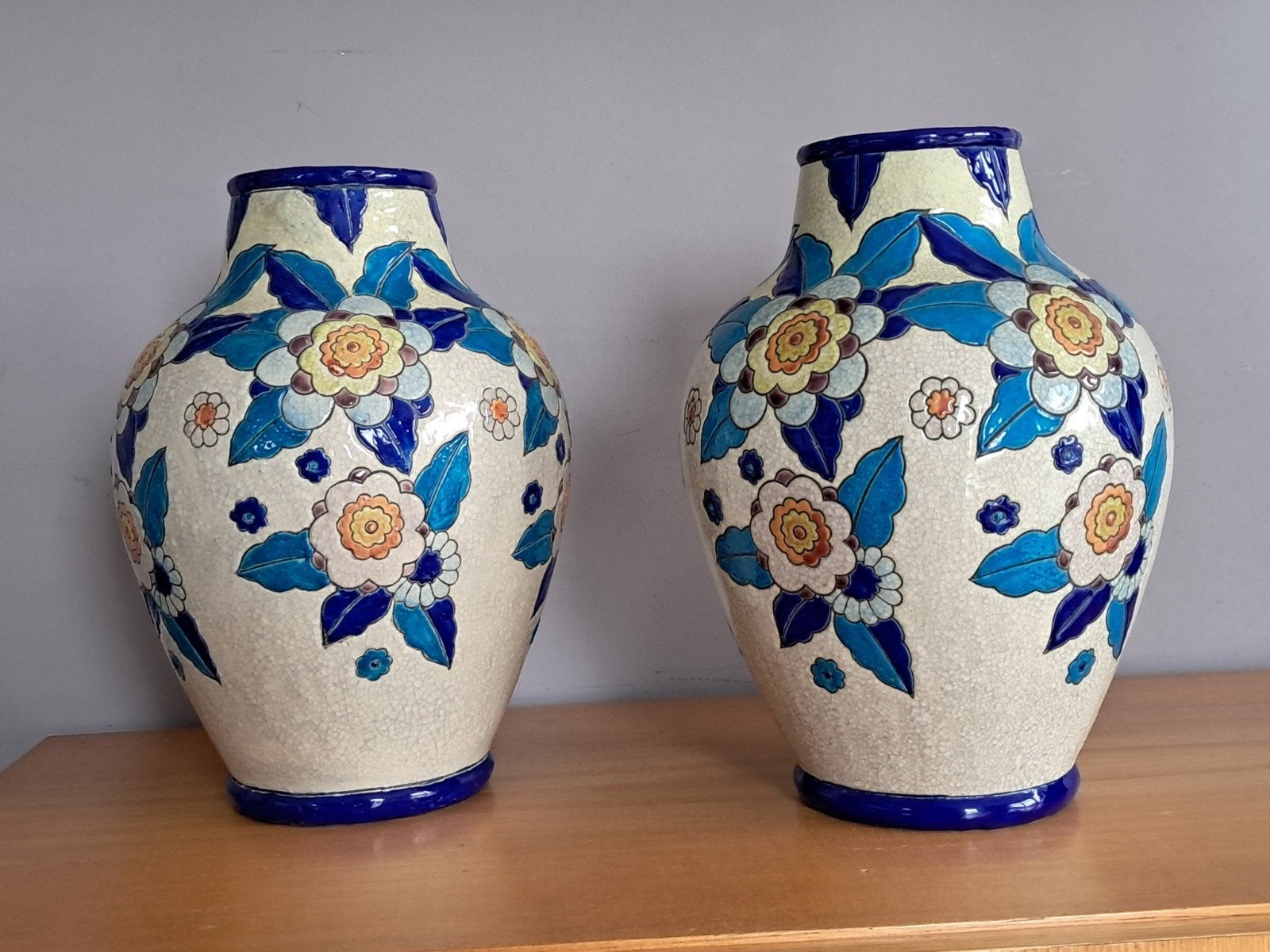 Paire de vases boch keramis la louvière   580 euros, Antiquités & Art, Enlèvement