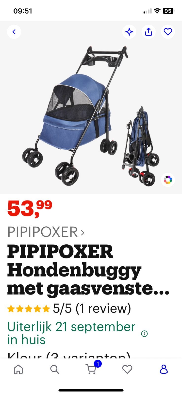 Nieuw , hondenbuggy, Dieren en Toebehoren, Ophalen, Zo goed als nieuw, Hondenbuggy