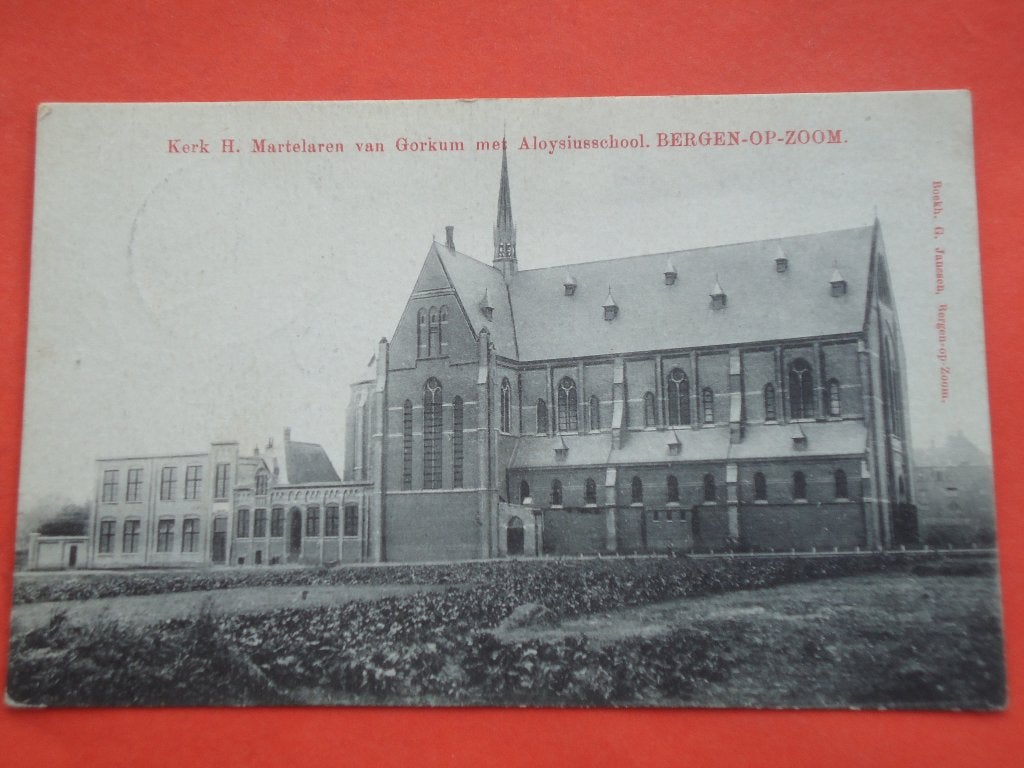Bergen op Zoom Kerk H. Martelaren van Gorkum Aloysiusschool, Collections, Cartes postales | Pays-Bas, Enlèvement ou Envoi, Avant 1920