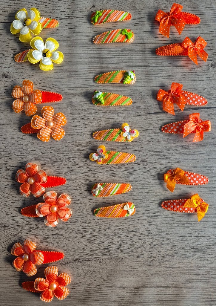 Lot 11 paar nieuwe zelfgemaakte haarspeldjes oranje, Enfants & Bébés, Accessoires de mode pour enfants, Neuf, Enlèvement ou Envoi