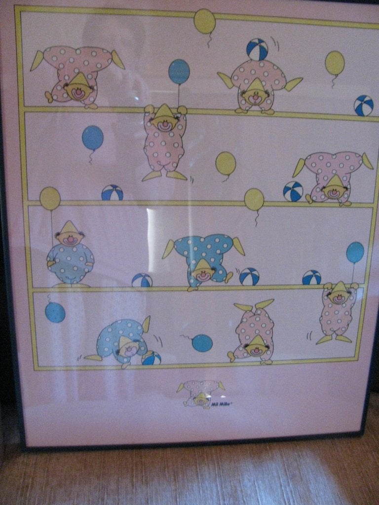 2 ingekaderde posters met clowns, Verzamelen, Ophalen, Met lijst, A1 t/m A3, Overige onderwerpen
