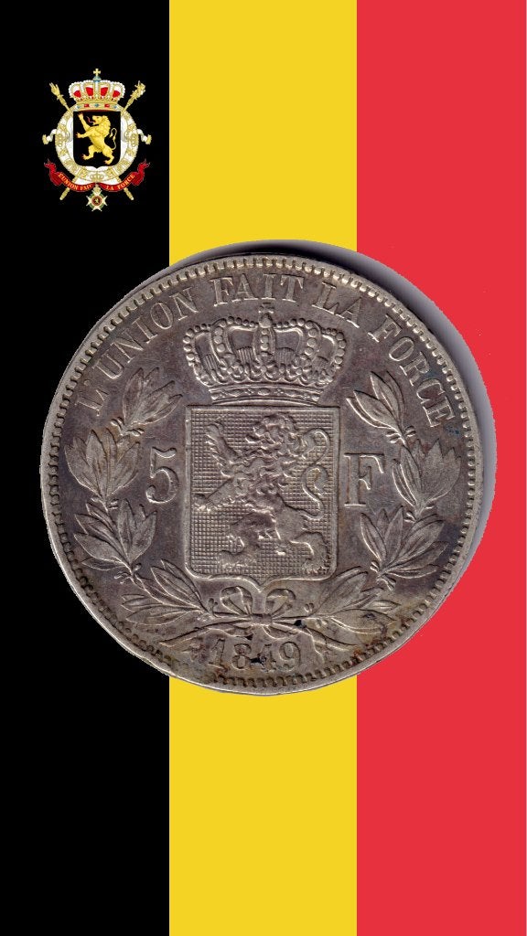 VARIANTE : 5 francs 1849 (grand 9) - Léopold I, Enlèvement ou Envoi, Argent, Monnaie en vrac