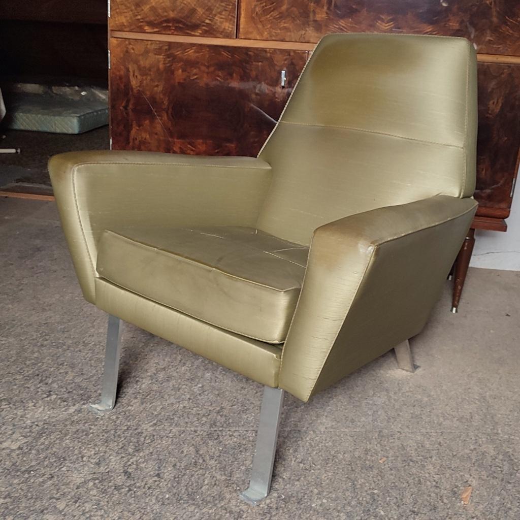 retro groen zetel, Huis en Inrichting, Zetels | Zetels, Ophalen, Gebruikt, Eenpersoons, Jaren 60/70