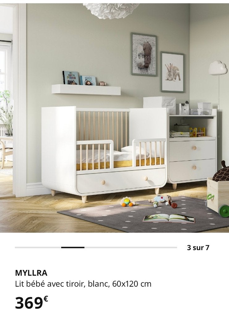 Lit évolutif ikea Myllra, Enfants & Bébés, Chambre d'enfant | Lits, Utilisé, Moins de 140 cm, Moins de 70 cm, Matelas, Enlèvement