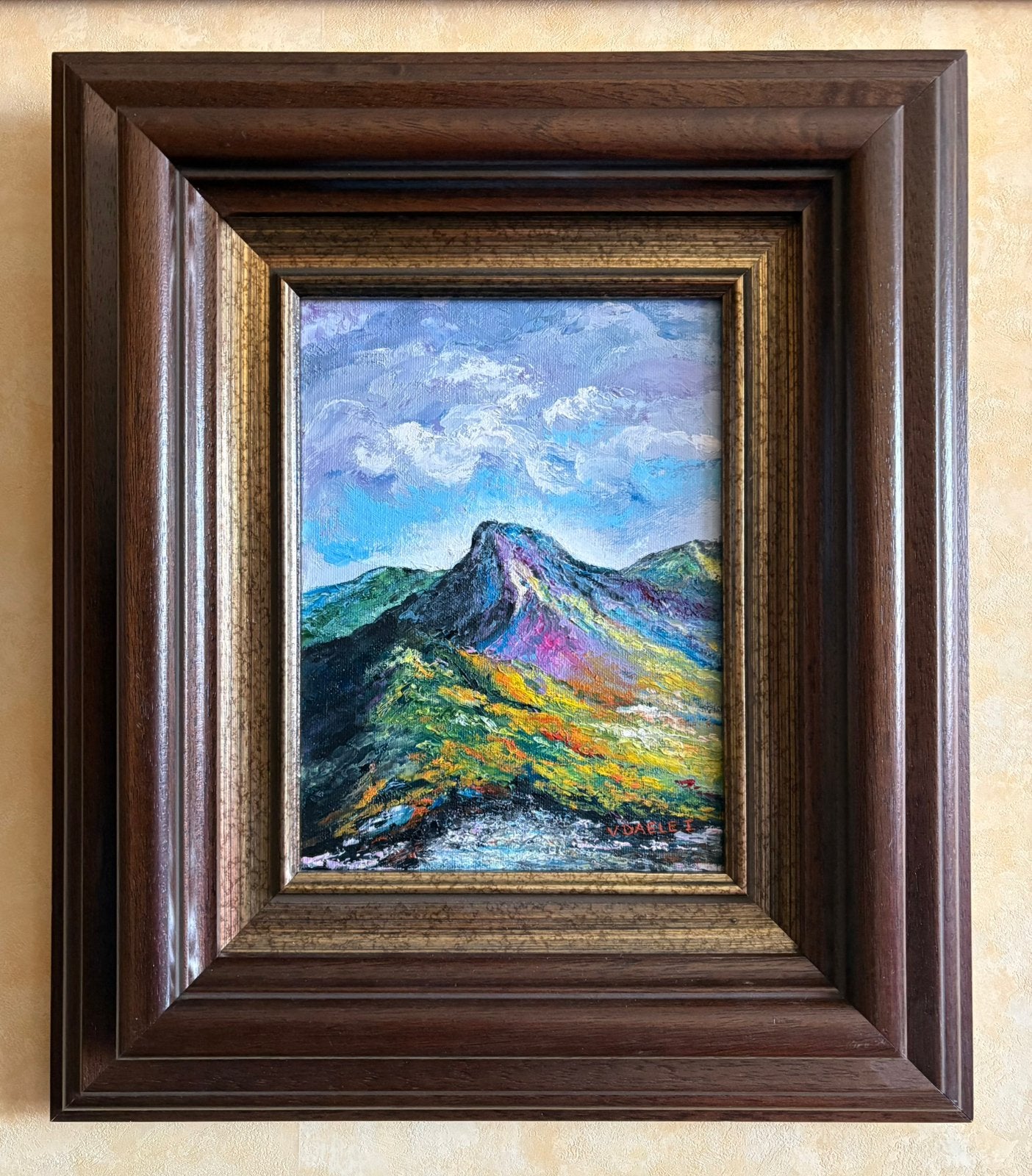 Kleurrijke bergen. Gesigneerd. Uniek eenmalig schilderij., Antiek en Kunst, Kunst | Schilderijen | Klassiek, Ophalen