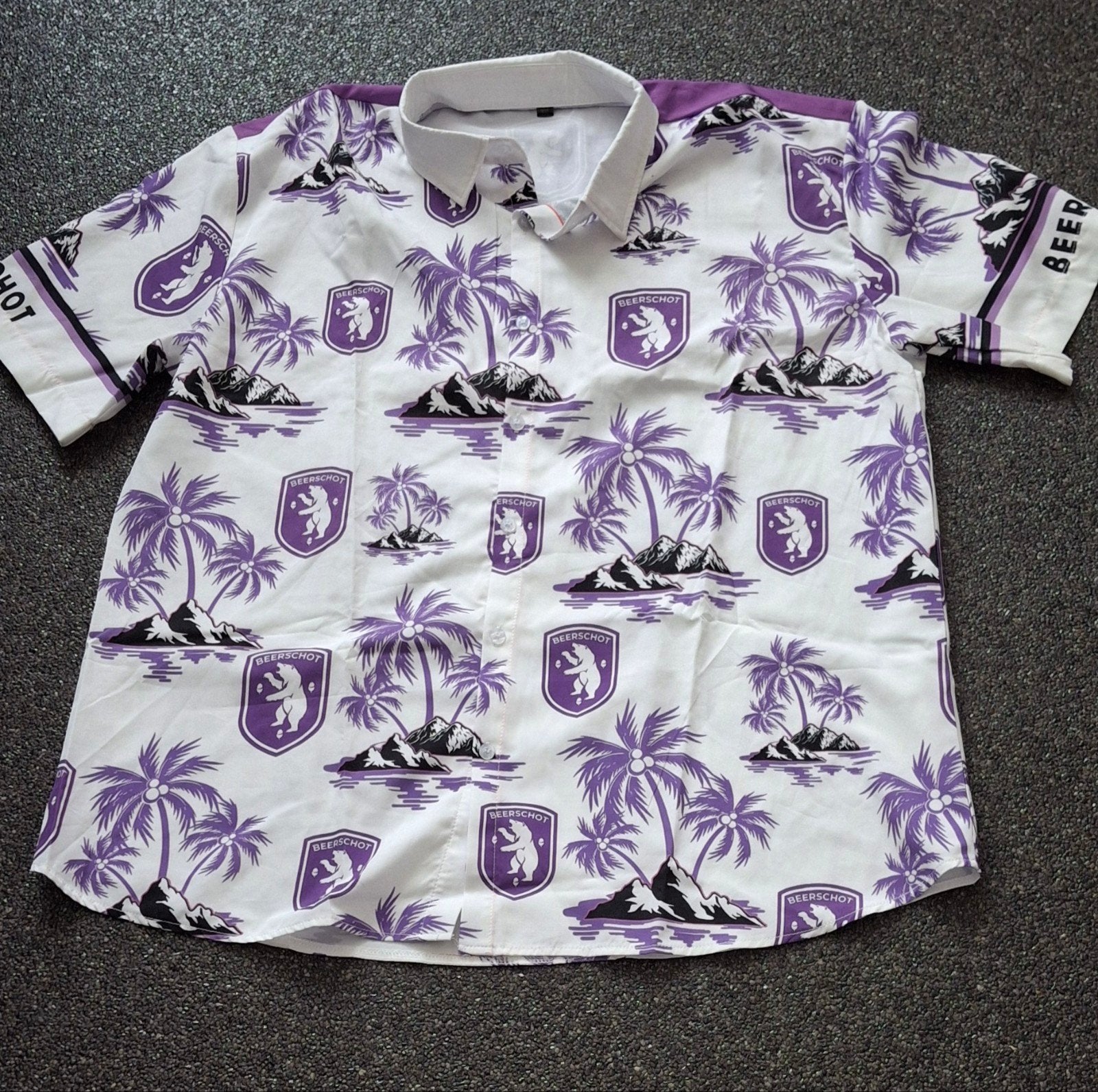 Hawai hemd voetbal Beerschot paars wit XXL, Verzamelen, Ophalen of Verzenden, Zo goed als nieuw, Shirt