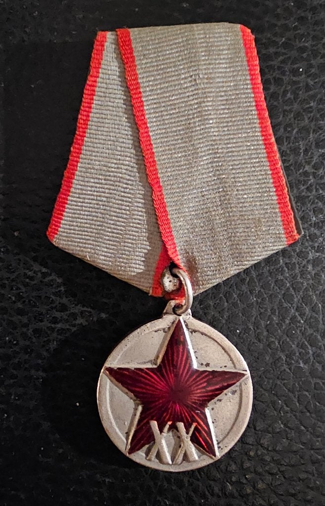 Jubileummedaille “XX jaar van het Rode Leger van Arbeiders, Ophalen of Verzenden, Overige soorten, Lintje, Medaille of Wings