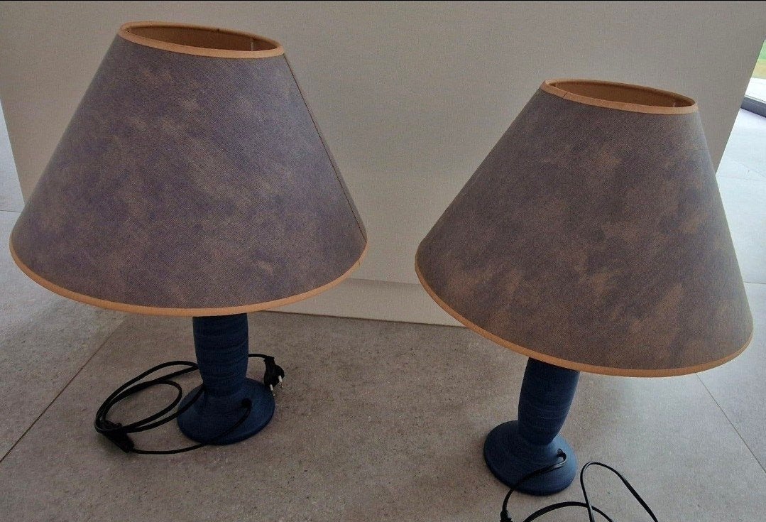 2 identieke lampen, Gebruikt, Tafellamp, Blauw, Ophalen of Verzenden