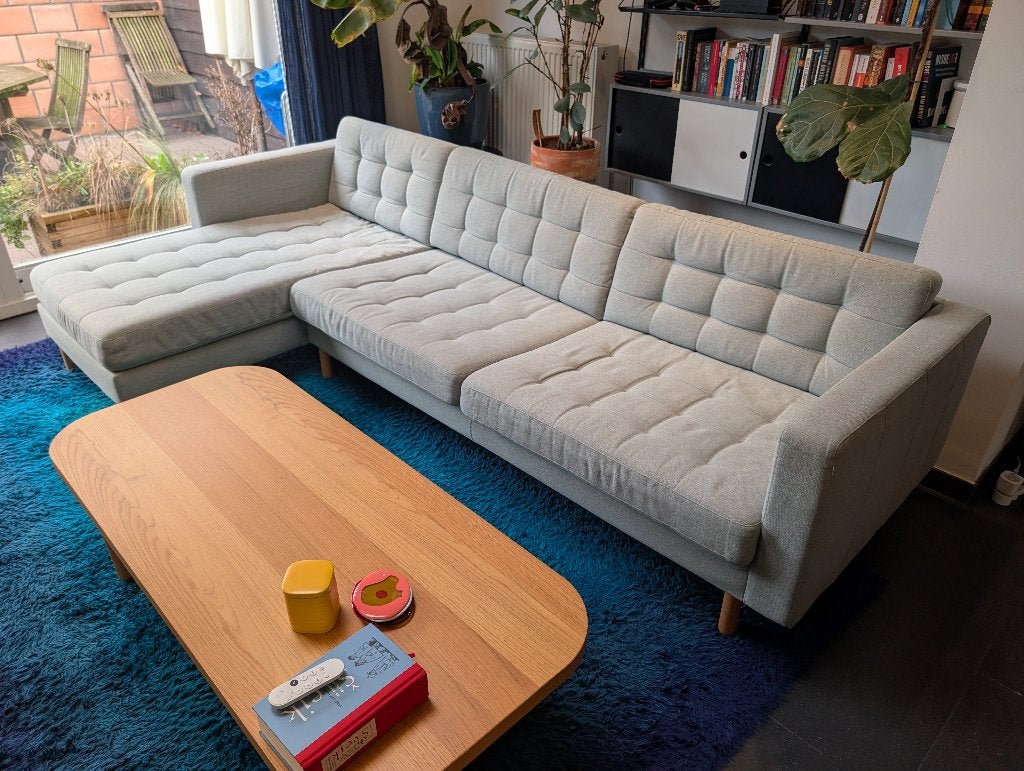 Ikea Landskrona met chaise longue en fauteuil, Ophalen, 250 tot 300 cm, Gebruikt, Vierpersoons of meer