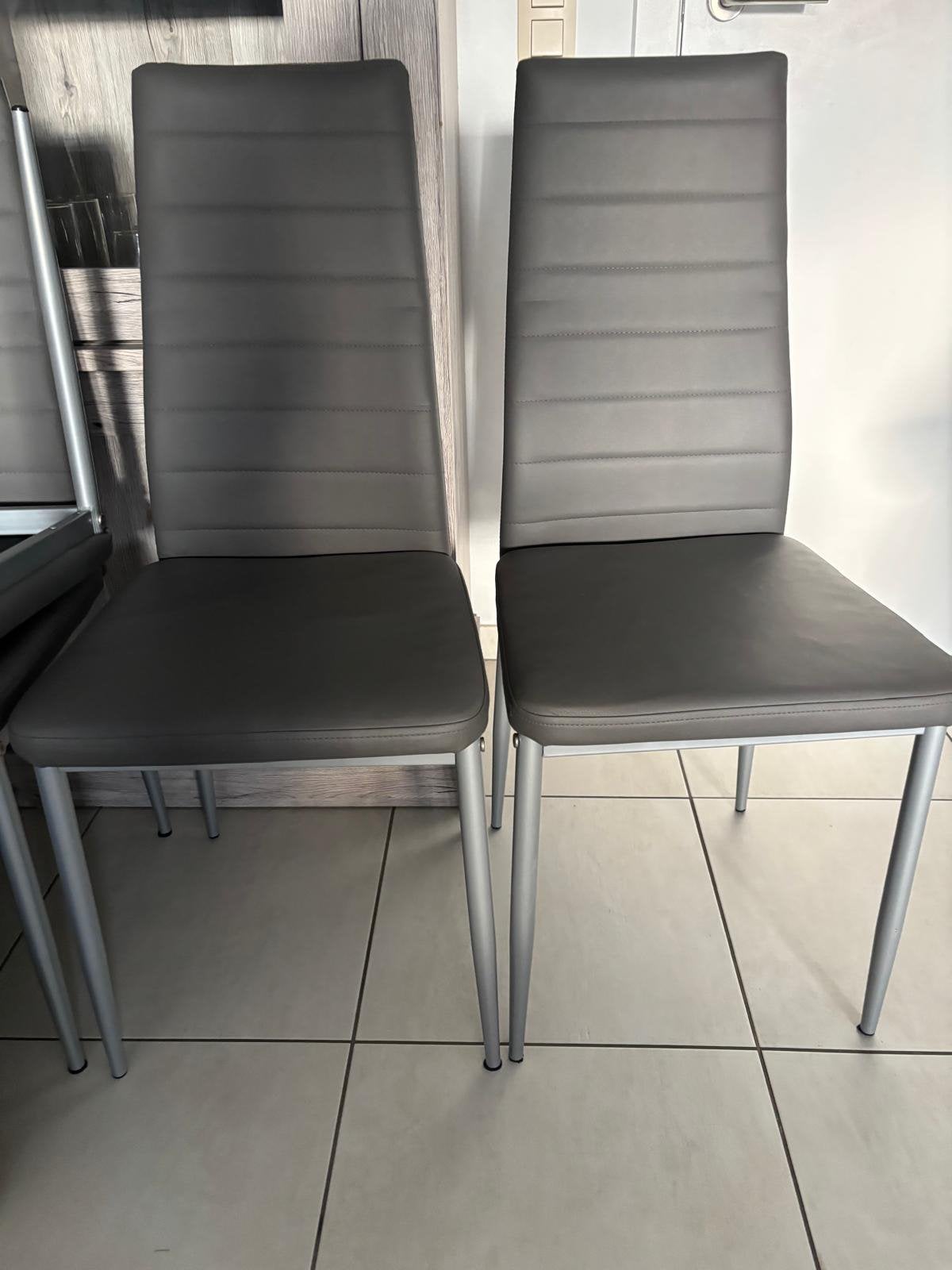 Stoelen, Ophalen, Leer, Zo goed als nieuw, Grijs