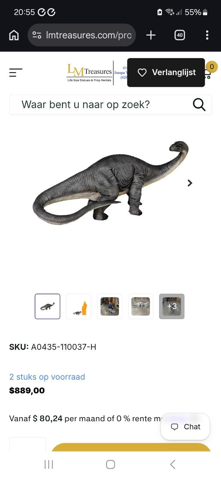 Prachtig Grote Dinosaurus 130cm, Tuin en Terras, Ophalen of Verzenden