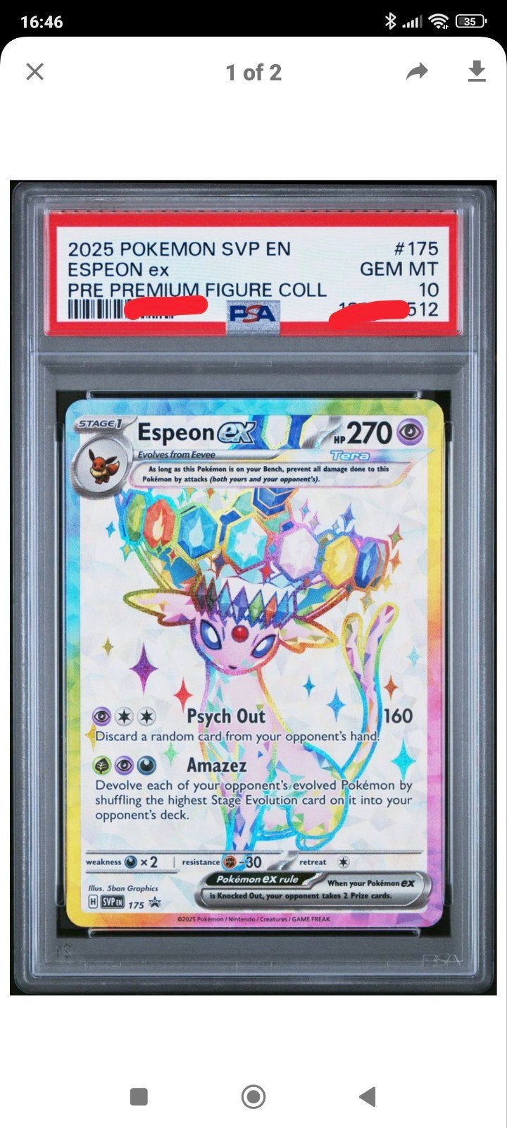 Espeon en Umbreon PSA 10 Matching numbers, Ophalen