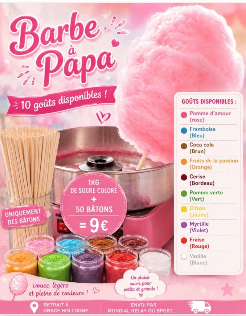 Sucre pour barbe à papa + bâtons, Enlèvement ou Envoi, Neuf, Article de fête