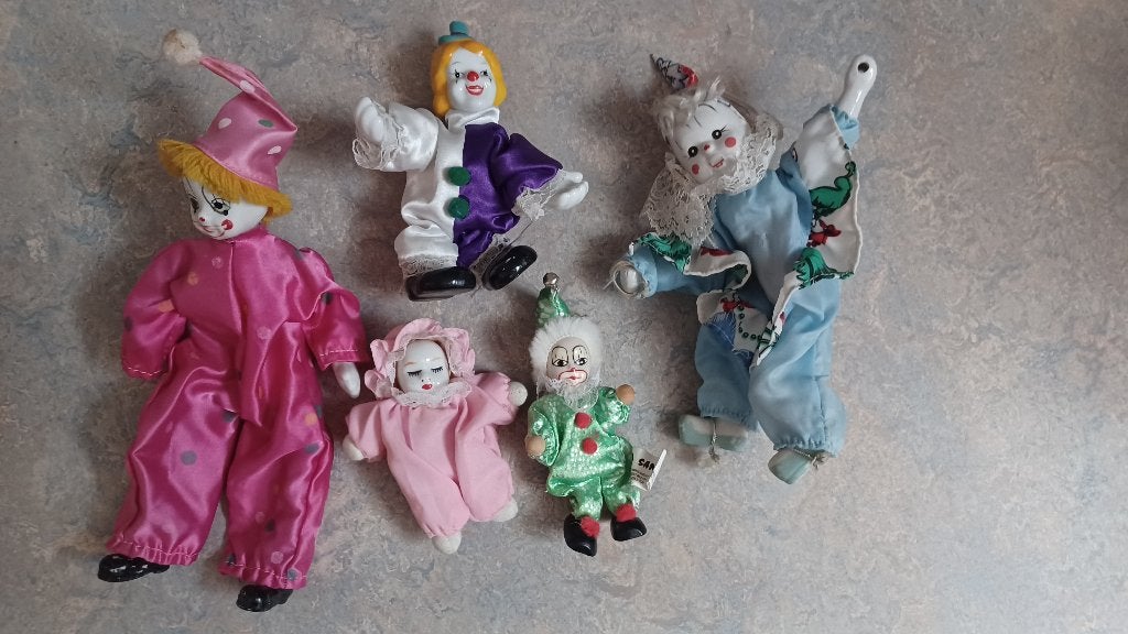 5 Vintage porceleinen  harlekijn., Ophalen