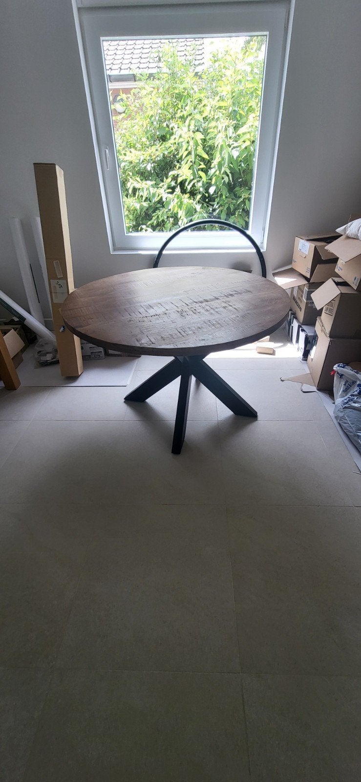Mangohout tafel 121 cm diameter, Enlèvement, Comme neuf, Rond, Autres essences de bois