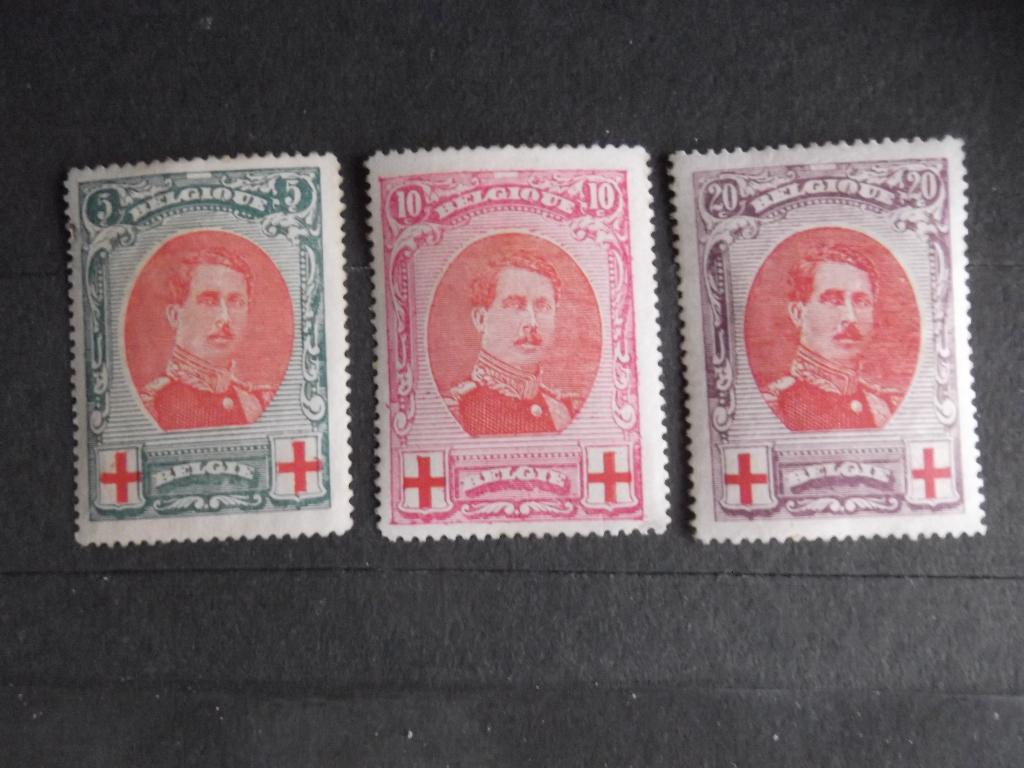 132-134 Albert I MH, Ophalen of Verzenden, Postfris, Rode kruis