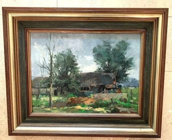 Boerderij in verval Brabant - Frans Manders geb.1939 Helmond, Antiek en Kunst, Ophalen of Verzenden