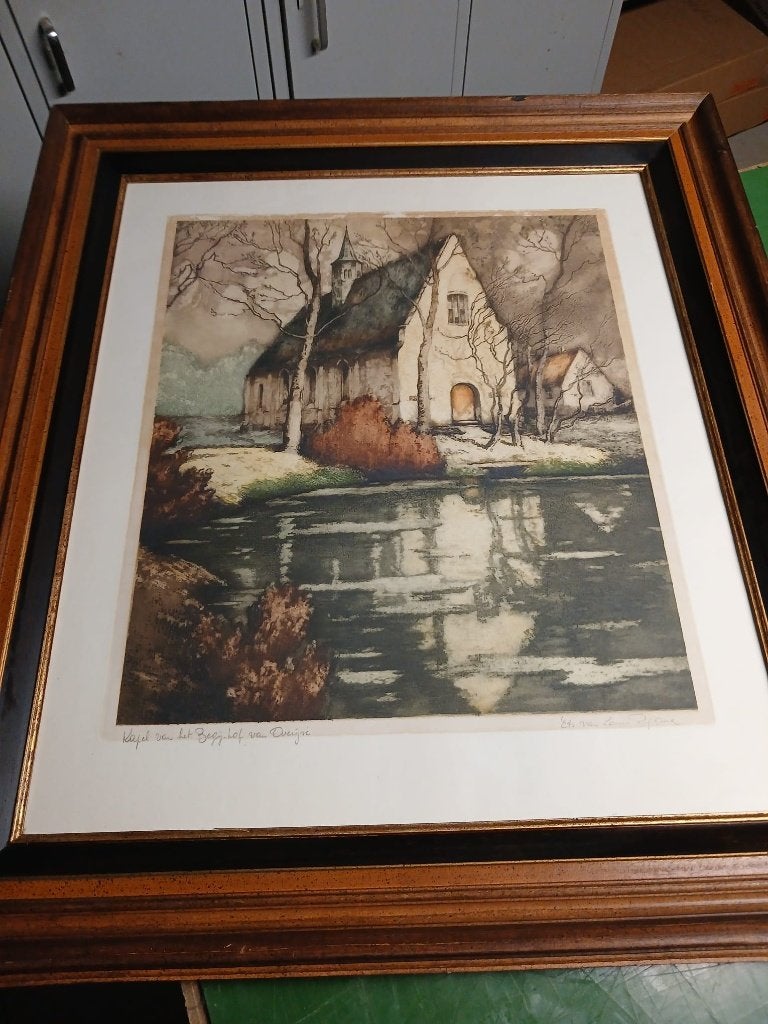 kapel overijse begijnhof, ets Louis Rigaux, Antiquités & Art, Art | Eaux-fortes & Gravures, Enlèvement ou Envoi, Eau-forte, Signé