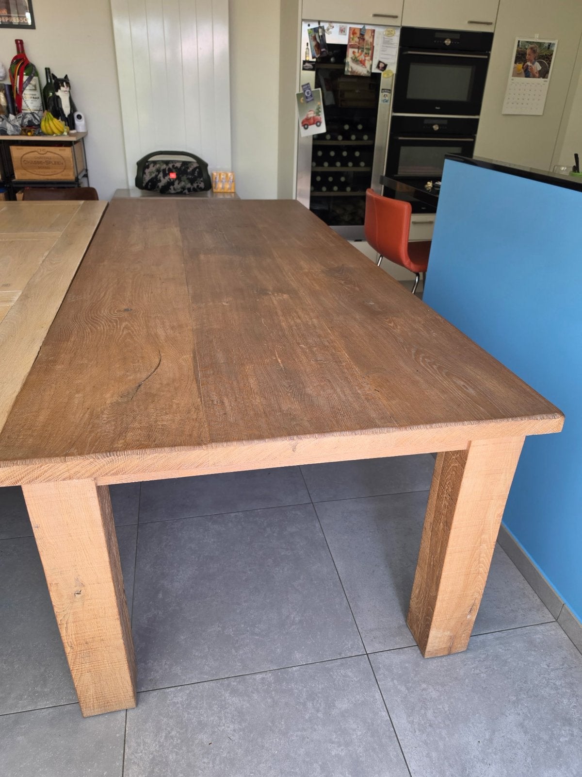 Massief eiken eettafel (240x100x76), Ophalen, Zo goed als nieuw