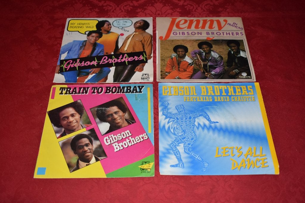 45t vinylsingels van de popgroep "The Gibson Brothers, CD & DVD, Enlèvement ou Envoi, Comme neuf, 7 inch, Pop