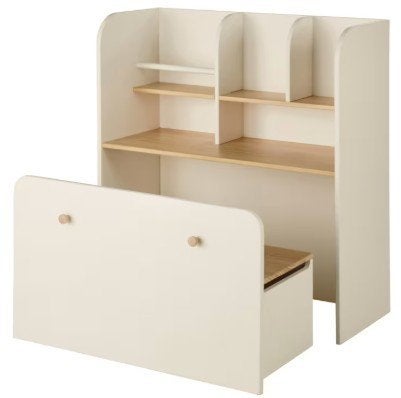 Bureau bibliothèque enfant combiné écru à roulettes, Enlèvement, Neuf, Autres types