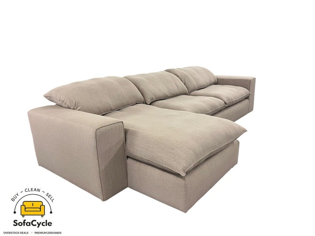 Chaise d'angle en tissu taupe avec coussins supérieurs, Neuf, Enlèvement ou Envoi, SofaCycle VOF, Info@sofacycle.be