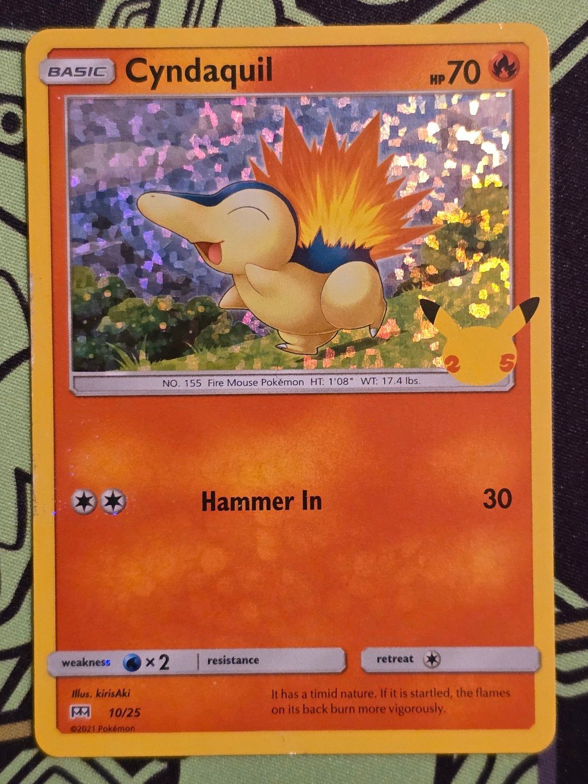 Cyndaquil (10/25) Pokémon-kaart uit de McDonald's 25th Anni, Enlèvement, Comme neuf, Cartes en vrac, Foil