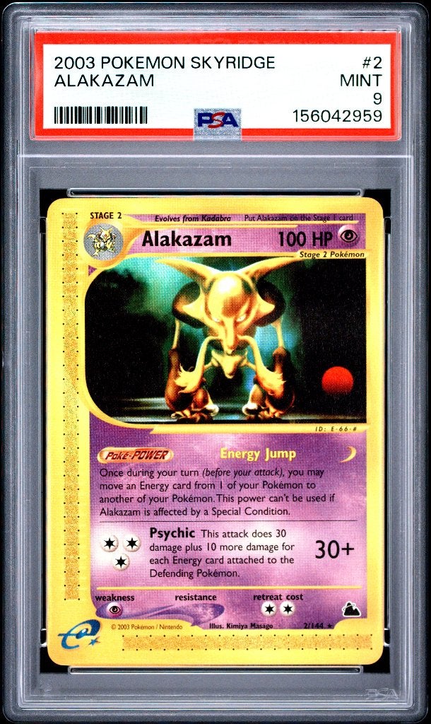 Pokemon Alakazam Skyridge Rare e-Reader Series PSA 9 WOTC, Ophalen of Verzenden, Zo goed als nieuw, Meerdere kaarten