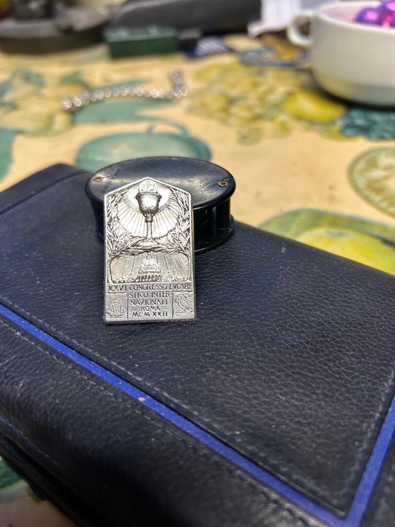 Aandenken Medaillon Roma 1922, Collections, Religion, Enlèvement ou Envoi, Comme neuf, Bijoux, Christianisme | Catholique