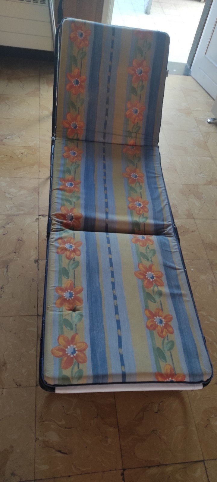 Chaise longue pliante vintage Sieger 100 % coton, fabriquée, Enlèvement