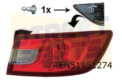 Renault Clio IV (1/13-3/15) Achterlicht rechts buiten Origin, -, -, Nieuw, -