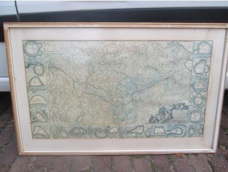 Mooie Antieke Latijnse Landkaart - Rijn en Moesel - 103x65, Ophalen of Verzenden