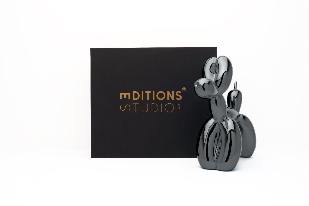 Jeff Koons (After) - Balloon Dog XXL noir graphite, 47 cm, Sculpture, Enlèvement ou Envoi, Noir