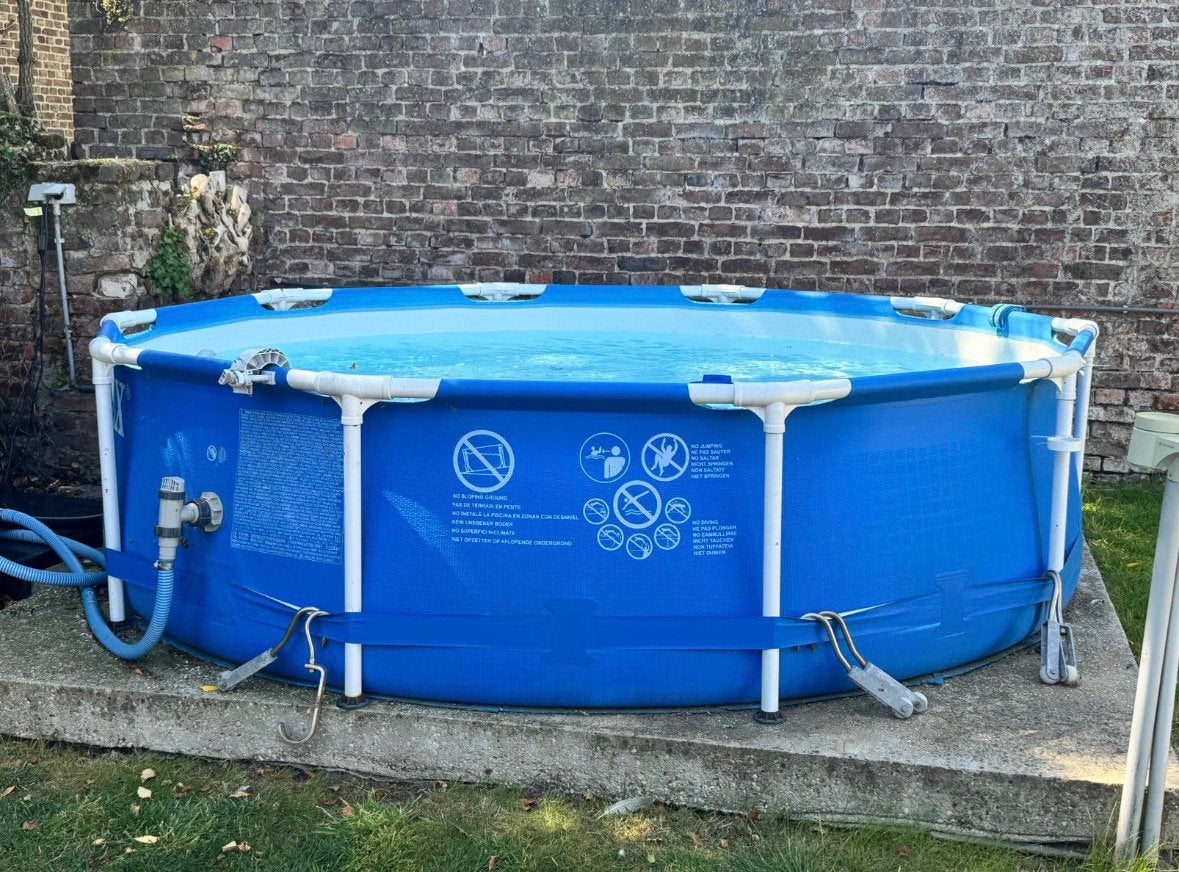Piscine hors sol complète + pompe à chaleur et accessoires, 200 à 400 cm, Rond, Enlèvement, Utilisé