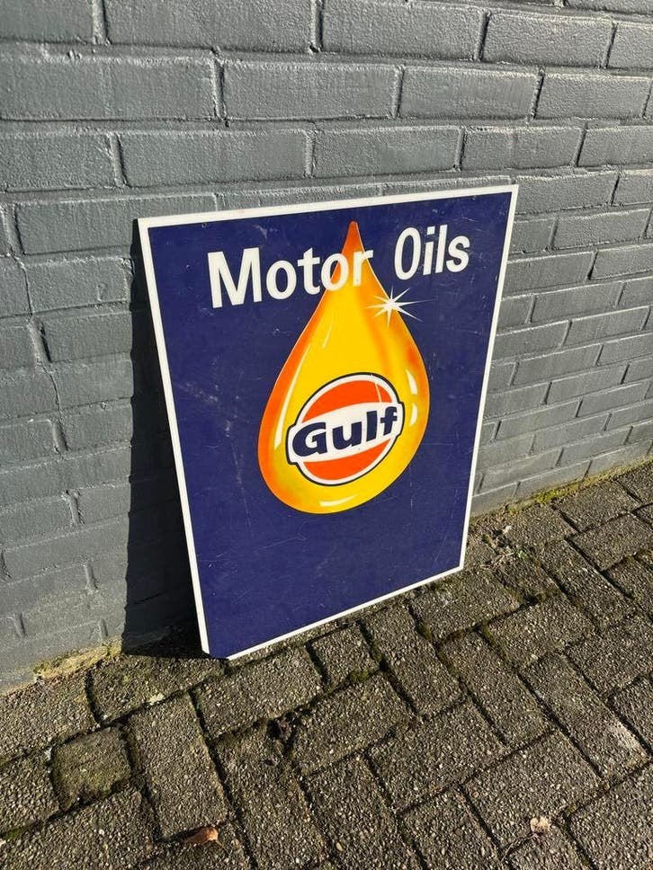 Gulf Motor olie recclame lichtbak plaat