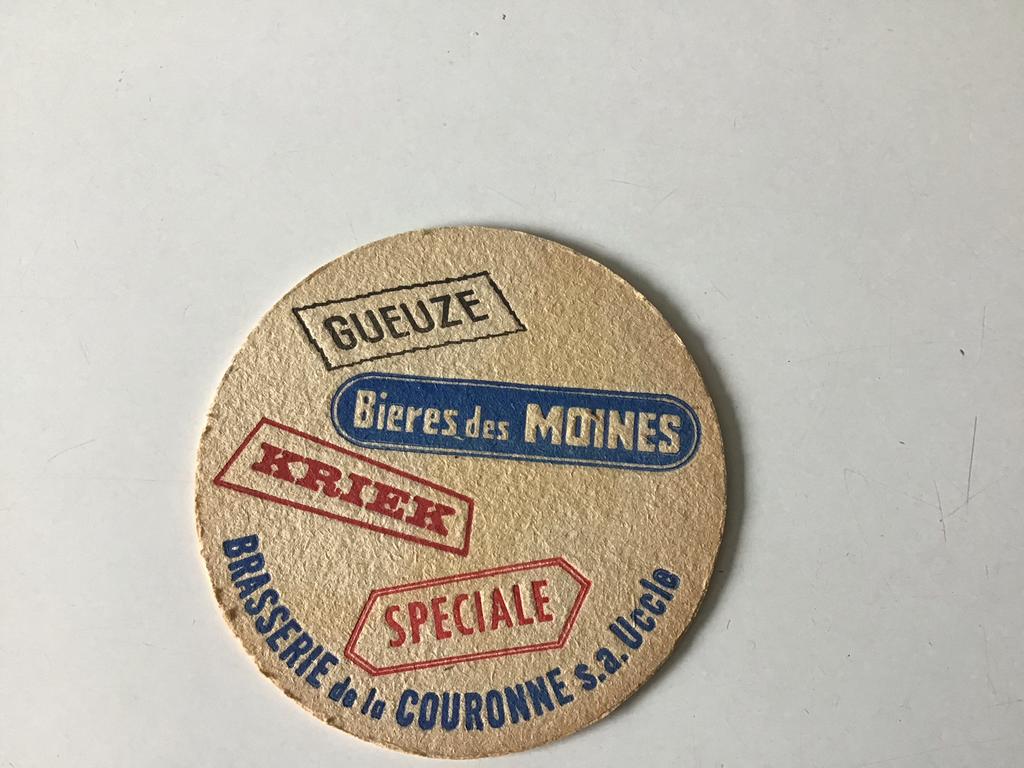 Oud bierviltje Bieres des Moines Gueuze Kriek Speciale, Verzamelen, Biermerken, Ophalen, Gebruikt, Viltje(s), Stella Artois