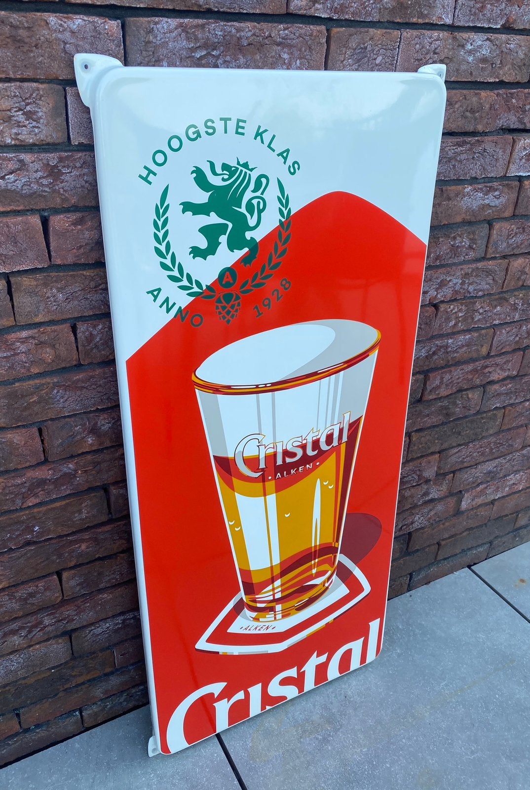 Reclamebord : Emaille : Cristal Alken, Verzamelen, Merken en Reclamevoorwerpen, Ophalen of Verzenden, Zo goed als nieuw, Reclamebord