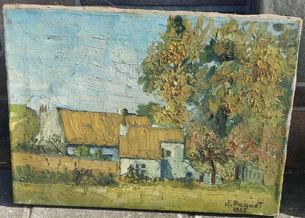 Huile sur toile maison signe Jeanne paquet, Enlèvement ou Envoi, Toile